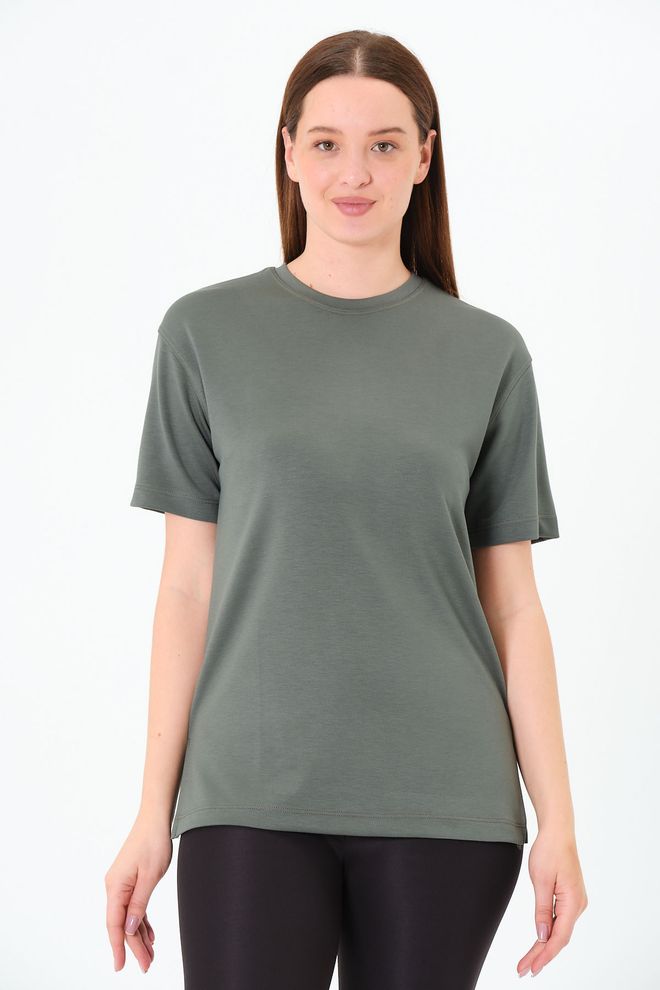 Sortie Collection Women's Short Sleeve Modal Anthracite Tunic Basic T shirt T shirt Wholesale Clothing Modest