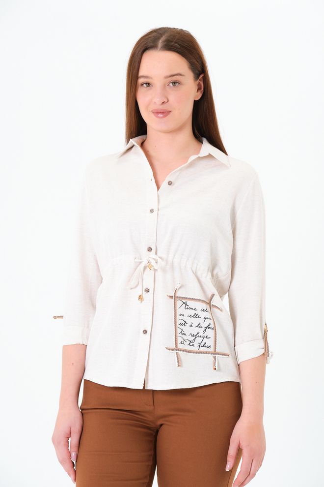 Sortie Collection Beige Lässiges Elegantes Bescheidenes Hemd Großhandelskleidung Modest
