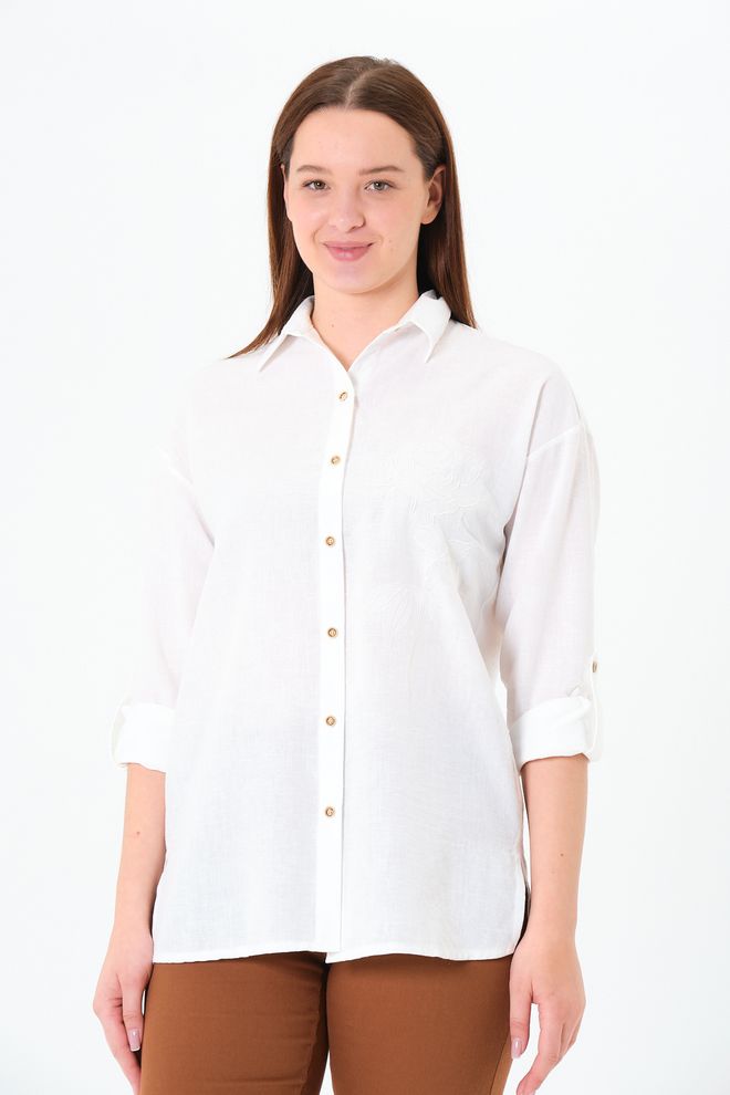 Sortie Collection Chemise Beige Décontractée Modeste Élégante Vêtements en gros Décontracté