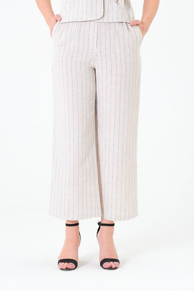 Sortie Collection Béžové Culottes S Širokými Nohavicami A Skrátenou Dĺžkou Veľkoobchod s oblečením Neformálny