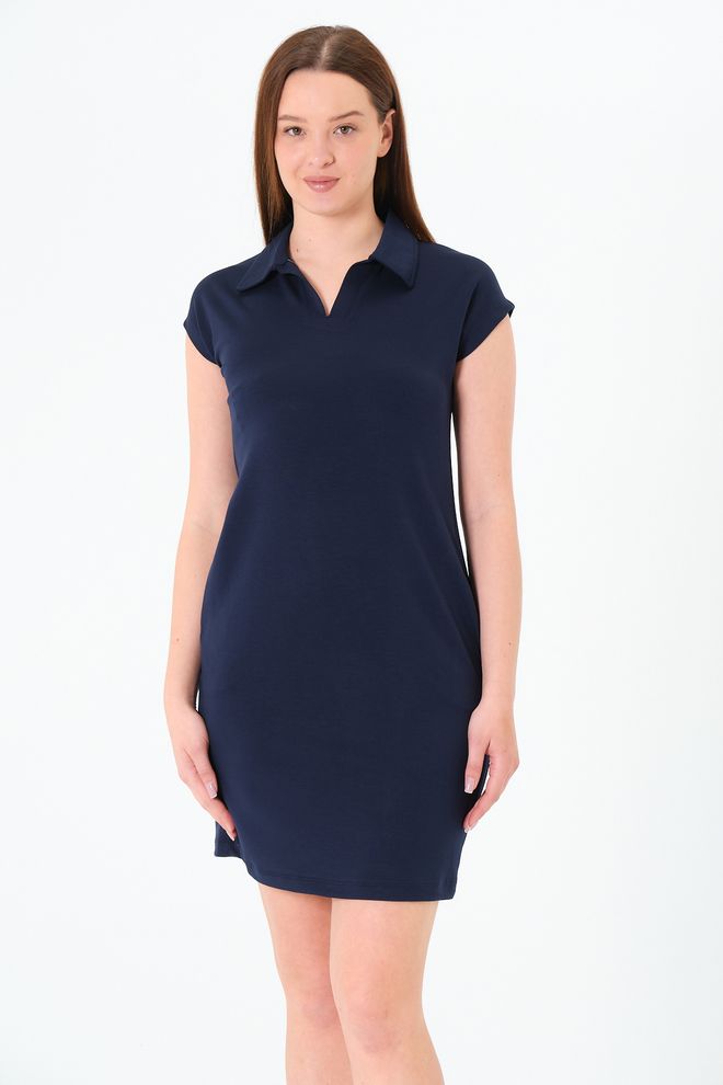 Sortie Collection Vestido Azul Marino Tipo Shift Con Manga Casquillo Ropa al por mayor Casual
