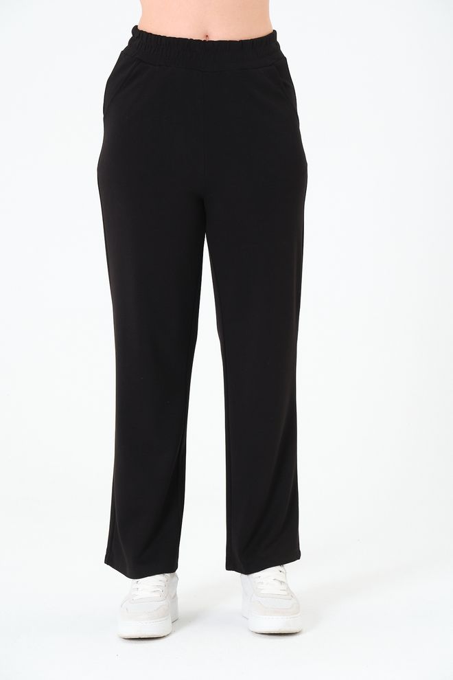 Sortie Collection Pantaloni Neri Da Donna In Tessuto Modale Drappeggiato Con Tasche Con Motivo Casual Con Lacci Abbigliamento all'ingrosso 0