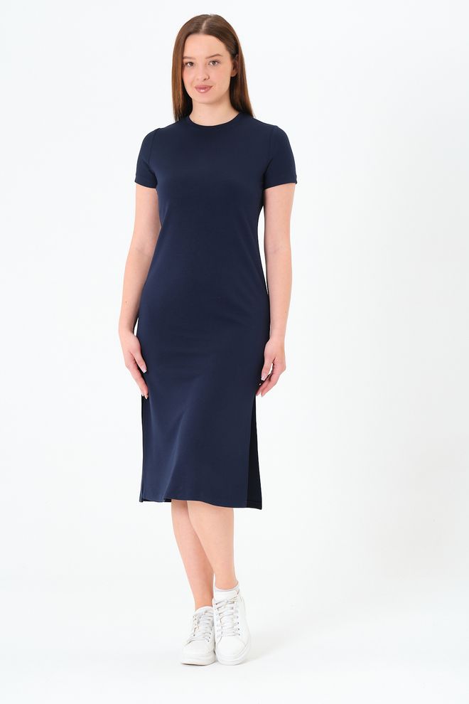 Sortie Collection Vestido Vaina Azul Marino Con Mangas Cortas Ropa al por mayor Casual