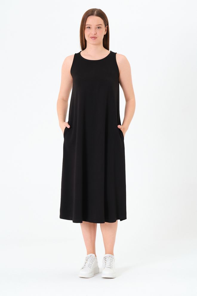 Sortie Collection Vestido Negro Sin Mangas Tipo Shift Con Mangas Tipo Casquillo Para Trabajo Y Fiesta Ropa al por mayor Casual