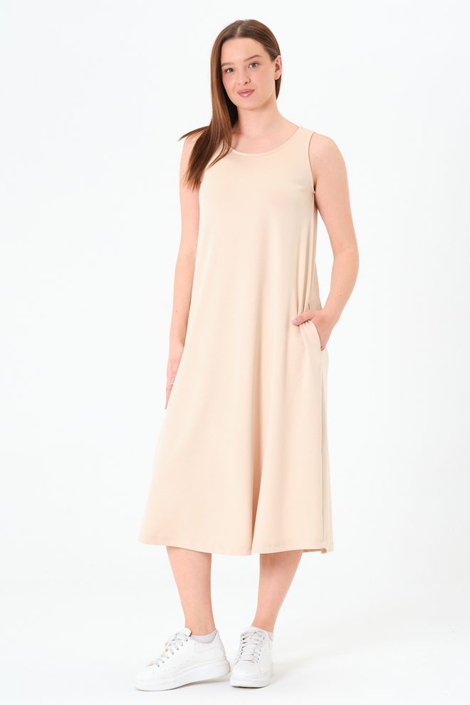 Sortie Collection Vestido Beige Casual Y Modesto Sin Mangas Ropa al por mayor Casual