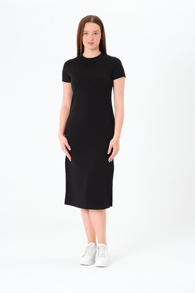Sortie Collection Vestido Tipo Vaina Negro Con Manga Corta Para Ocasiones Elegantes Ropa al por mayor Casual