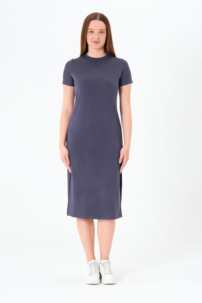 Sortie Collection Vestido Azul Marino Tipo Vaina Con Mangas Cortas Ropa al por mayor Casual