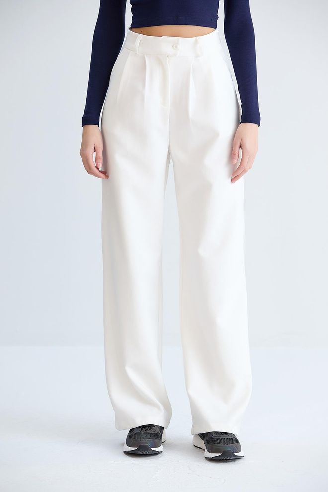 Sortie Collection White Elegant Formal Casual Palazzo Pants Wholesale Clothing 1