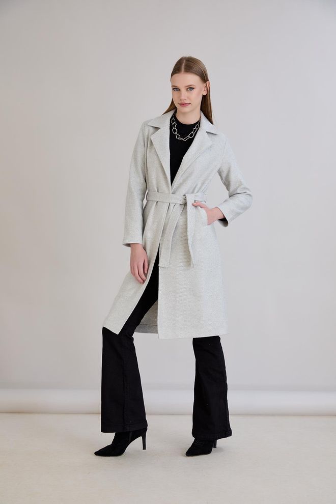 Sortie Collection Ecru Elegant Slim Fit Long Coat Wholesale Clothing Christmas