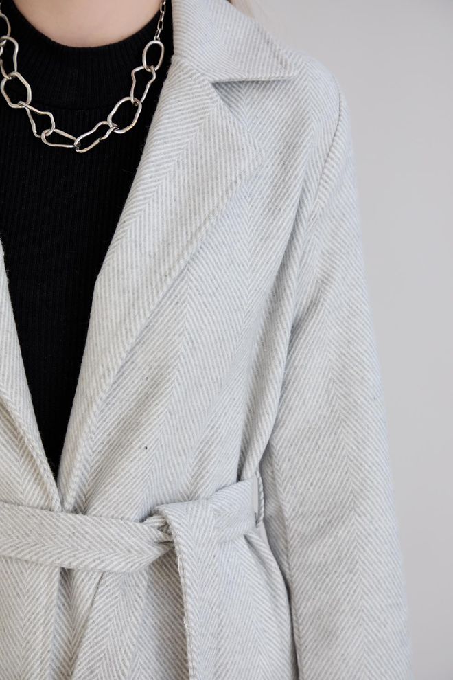 Sortie Collection Ecru Elegant Slim Fit Long Coat Wholesale Clothing Formal