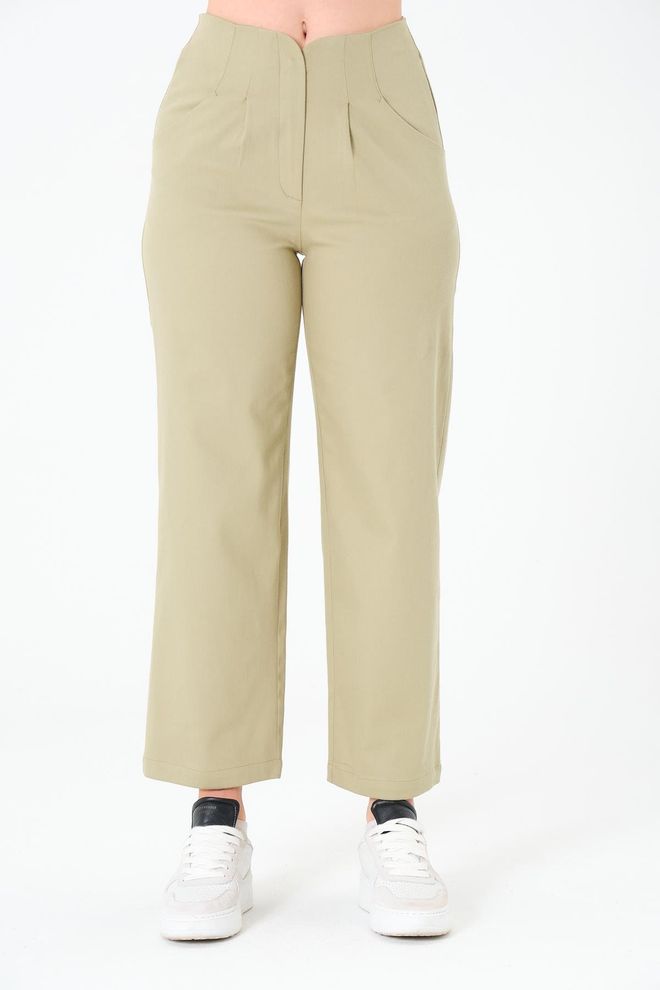 Sortie Collection Pantalón Mom Beige De Talle Alto Con Pierna Recta Ropa al por mayor Casual