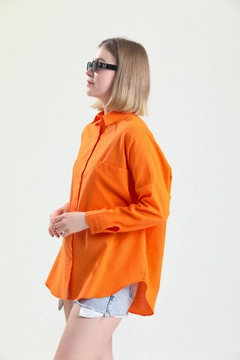 A wholesale clothing model wears SLA10052 - Cotton Flam Shirt, Turkish wholesale Shirt of Slash
