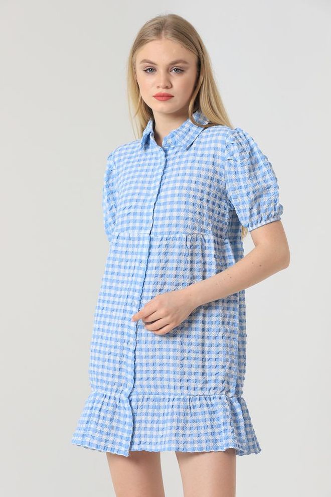 Topshow Rochie Cu Guler Cămașă Albastru Îmbrăcăminte cu ridicata Casual
