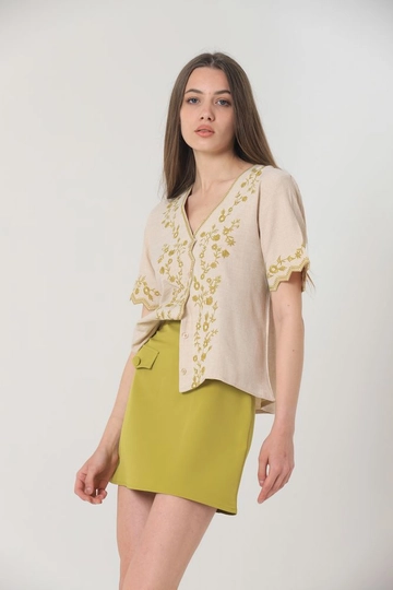 A wholesale clothing model wears  Pocket Detailed Skirt - Pistachio Green
, Turkish wholesale Skirt of Topshow