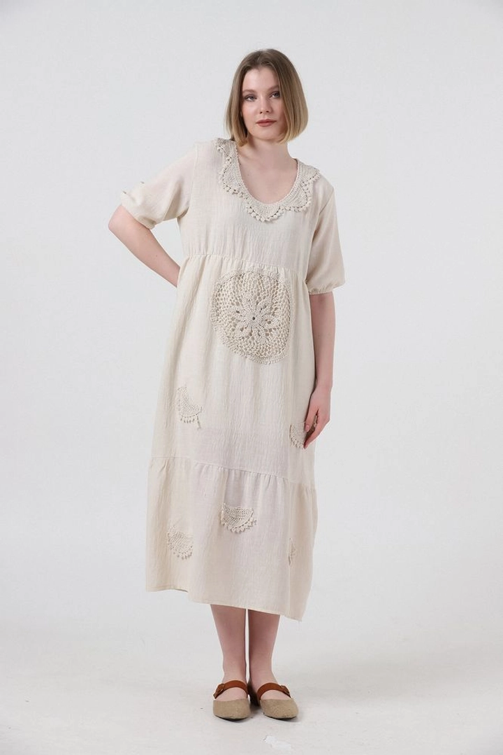Модел на дрехи на едро носи top10241-dress-stone, турски едро рокля на Topshow