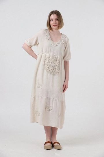 A wholesale clothing model wears  Dress - Stone
, Turkish wholesale Dress of Topshow