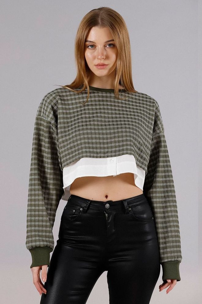 Topshow Khaki F 1544 Blouse Wholesale Clothing Casual