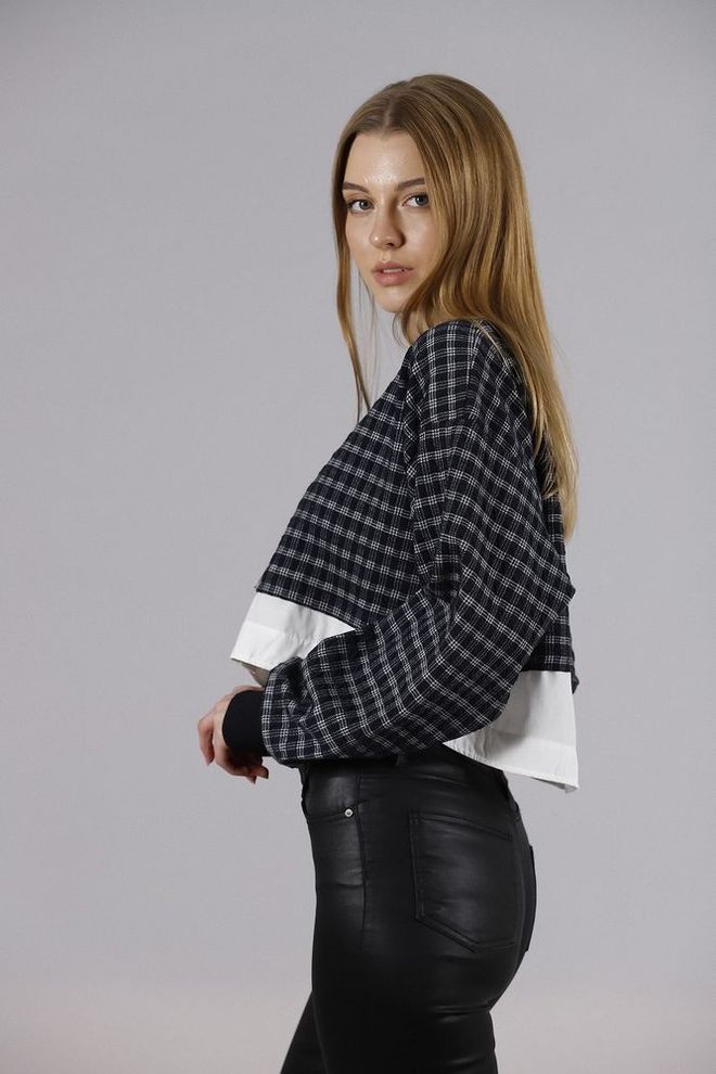 Topshow Blouse Navy Blue Wholesale Clothing Cotton