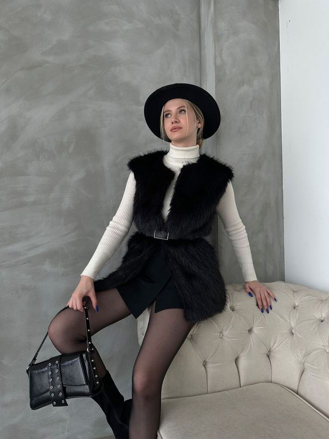 Topshow سترة ريشة سوداء ملابس بالجملة عيد ميلاد