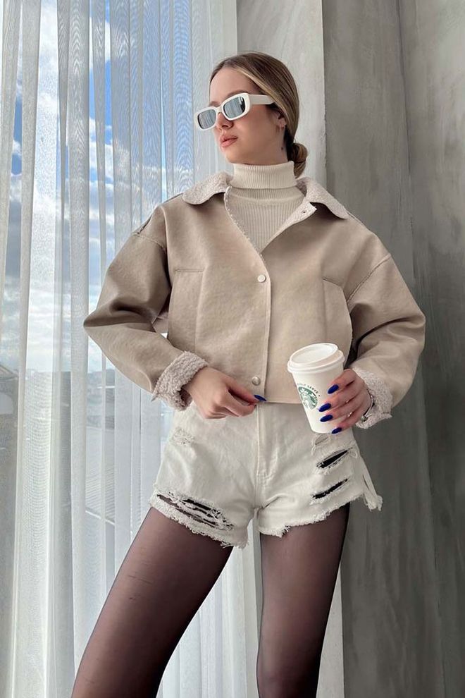 Topshow Taş F 1577 Nubuk Yakası Kürklü Mont Toptan Giyim Deri