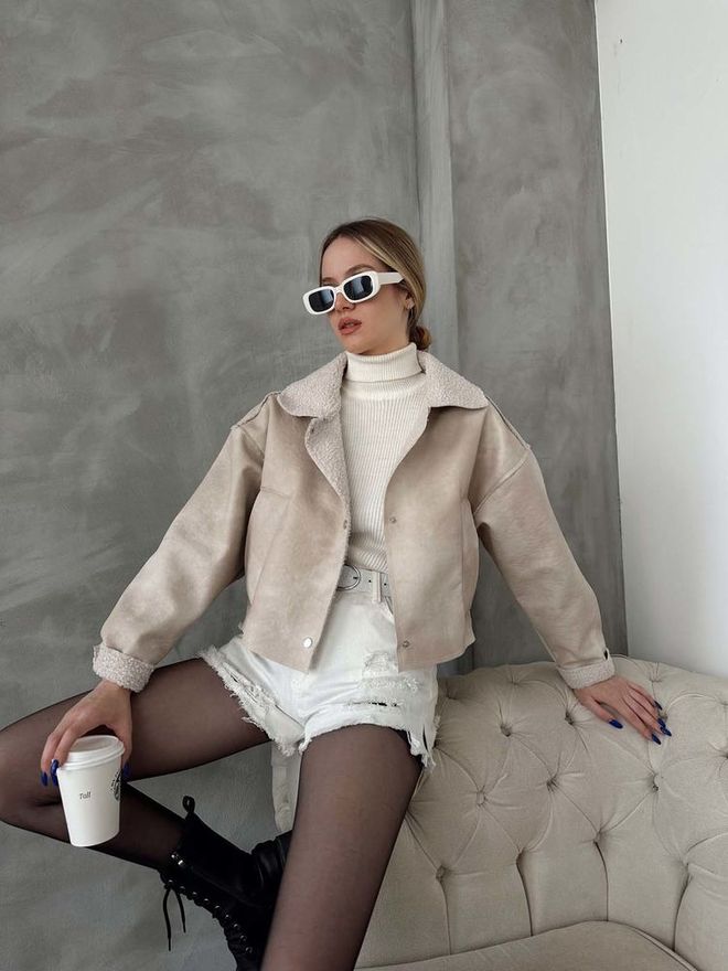 Topshow Taş F 1577 Nubuk Yakası Kürklü Mont Toptan Giyim 2