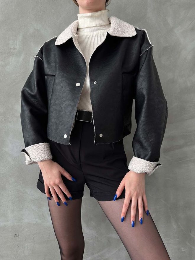 Topshow Siyah F 1577 Nubuk Yakası Kürklü Mont Toptan Giyim Sonbahar