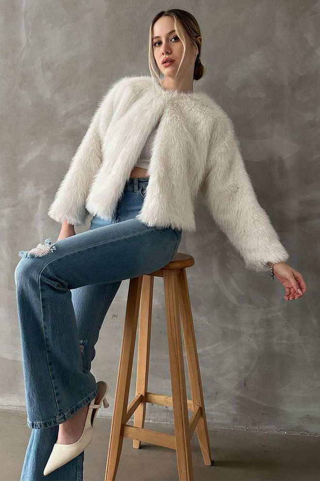 Topshow Gilet Plume Crème F 1615 Vêtements en gros Décontracté
