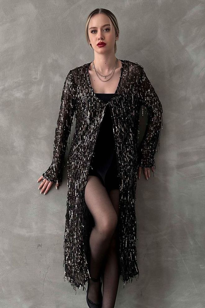 Topshow Black Gold F 1618 Long Cardigan Wholesale Clothing Formal