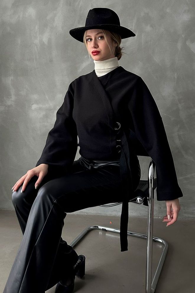 Topshow Black Tied Short Jacket Wholesale Clothing Formal