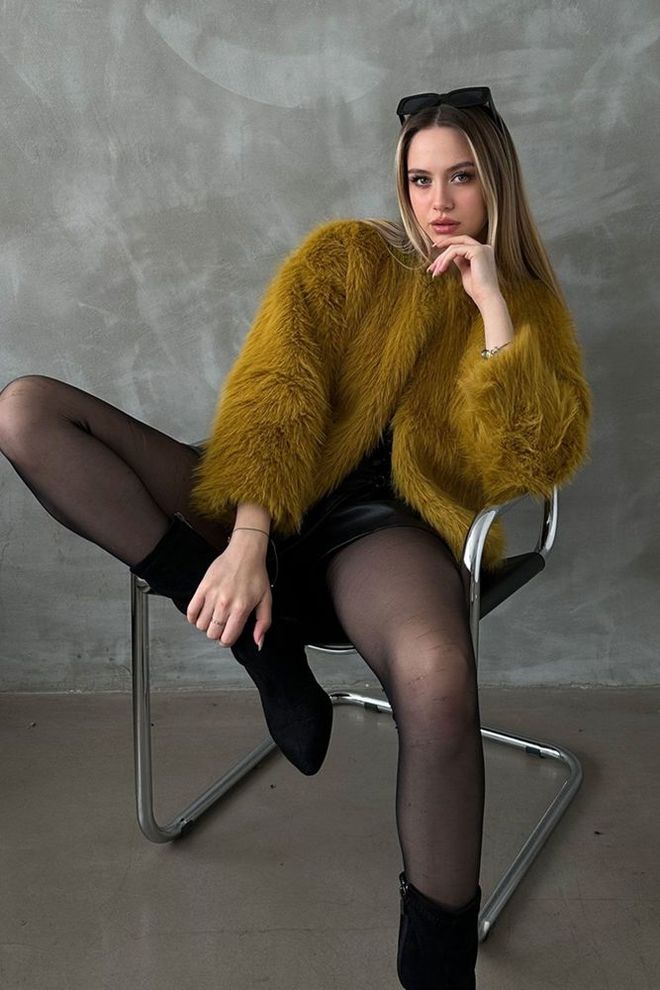 Topshow Jachetă De Blană Artificială Verde Ulei Îmbrăcăminte cu ridicata Casual