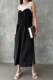 Ένα μοντέλο χονδρικής πώλησης ρούχων φοράει top10804-black-dress, τούρκικο  χονδρικής πώλησης από 
