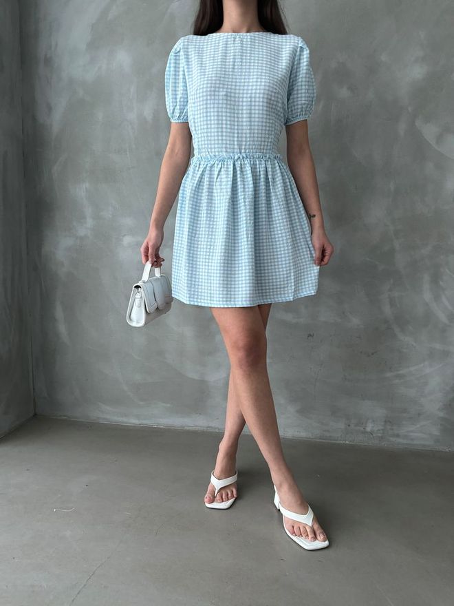 Topshow Синее Платье С Круглым Вырезом Оптовая продажа одежды Работа