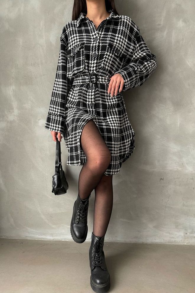 Topshow Juoda Languota Houndstooth Languota Suknelė Didmeninė prekyba drabužiais Kokteilinė