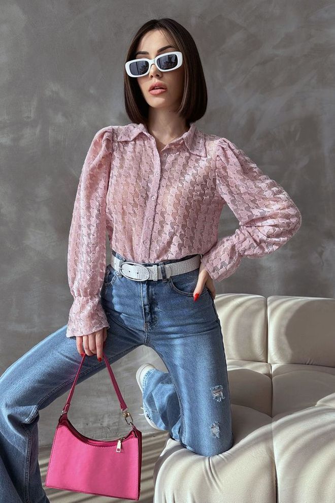 Topshow Powder F 1472 Tulle Embroidery Wholesale Clothing Preppy