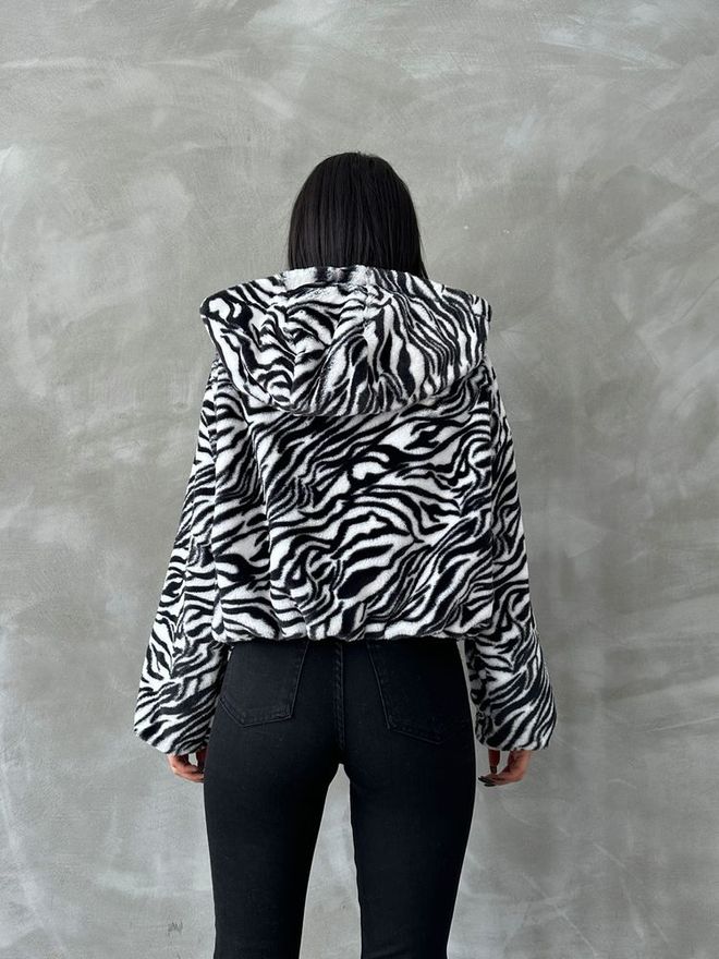 Topshow Black Zebra F 1654 Leopard Printed Pejush Coat Wholesale Clothing 4