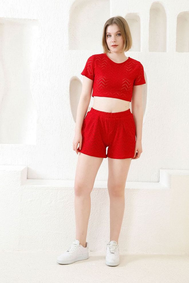 Topshow Red Mesh Shorts Wholesale Clothing Birthday