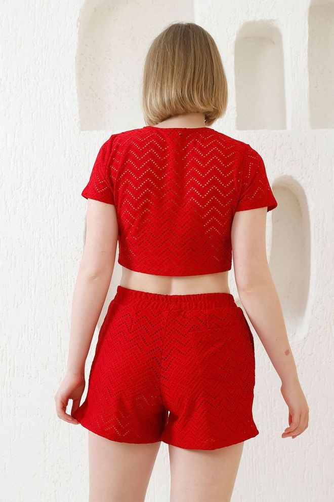 Topshow Red Mesh Shorts Wholesale Clothing 4