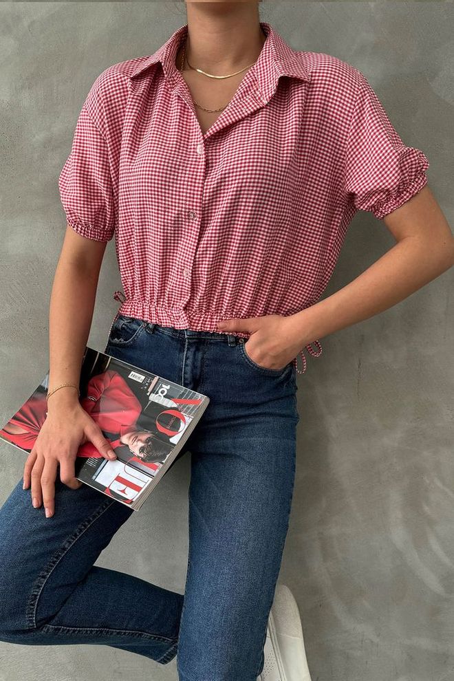 Topshow Fuchsia Pitikare Shirt With Elastic Waist Wholesale Clothing Casual