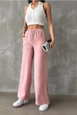A wholesale clothing model wears top11109-powder-linen-trousers, Turkish wholesale  of 