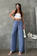 A wholesale clothing model wears top11144-saks-d-2634-striped-linen-trousers, Turkish wholesale  of 