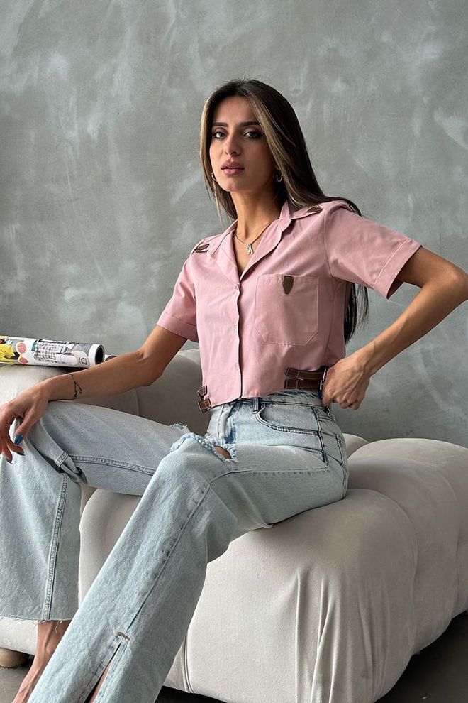 Topshow Srajca S Pudrastim Pasom Oblačila na debelo Ležerno