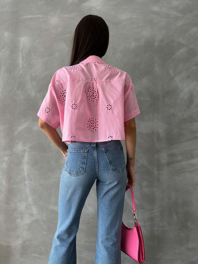 Topshow Pink Embroidery Shirt Wholesale Clothing Casual