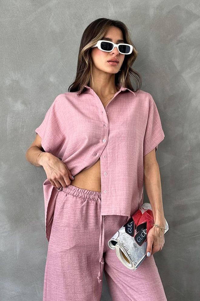 Topshow Powder Back Lace Detailed Shirt Wholesale Clothing Casual