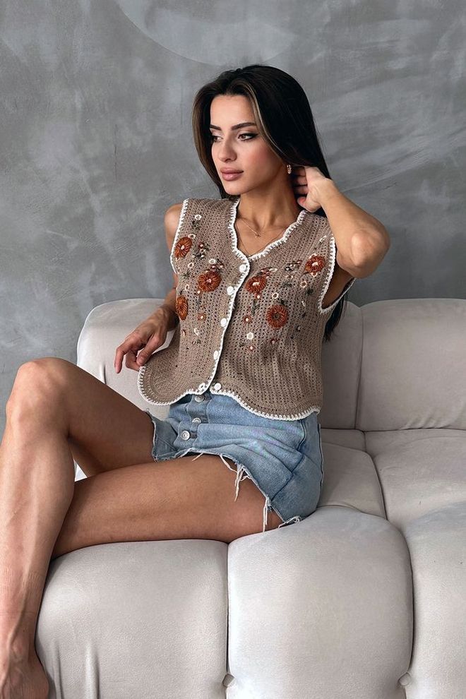 Topshow Βιζόν Κεντημένο Γιλέκο Χονδρικό εμπόριο ενδυμάτων Casual