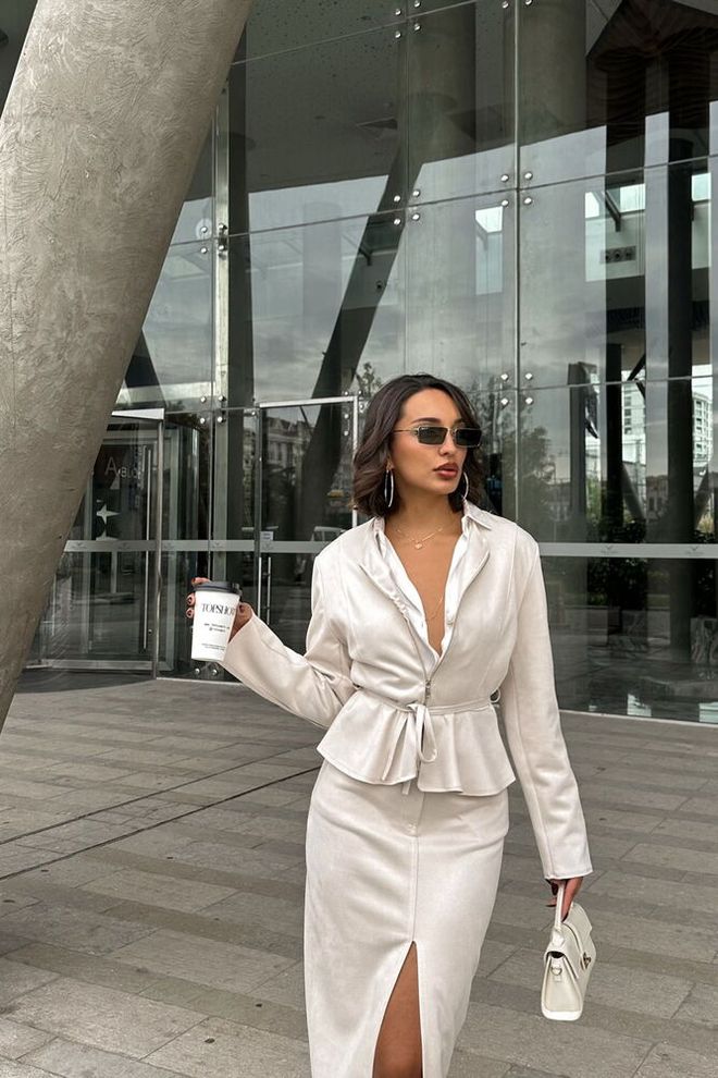 Topshow Steensuède Blouse Met Rits Groothandel Kleding Formeel