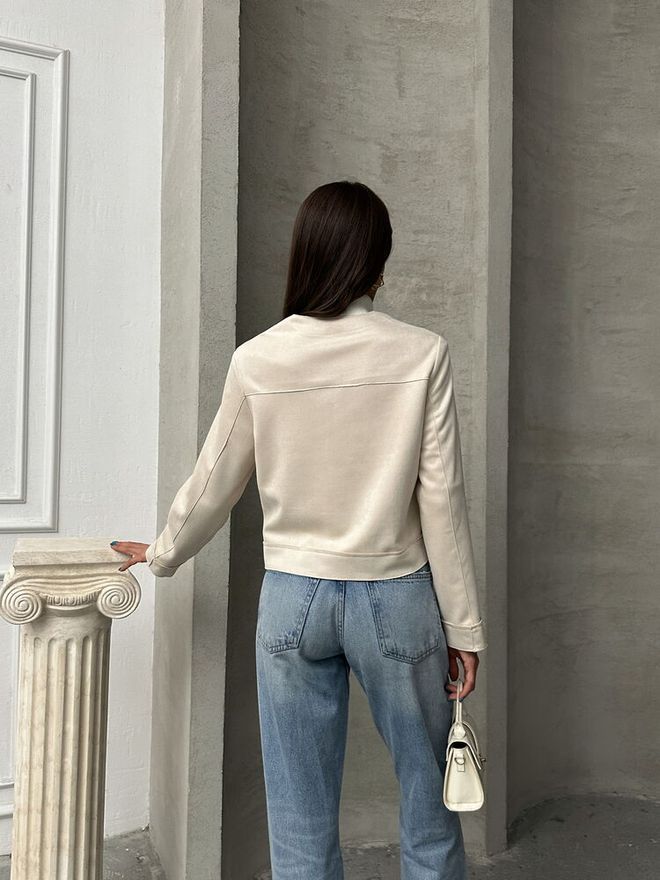 Topshow Suede Jacket With Pocket Details Stone Wholesale Clothing 4