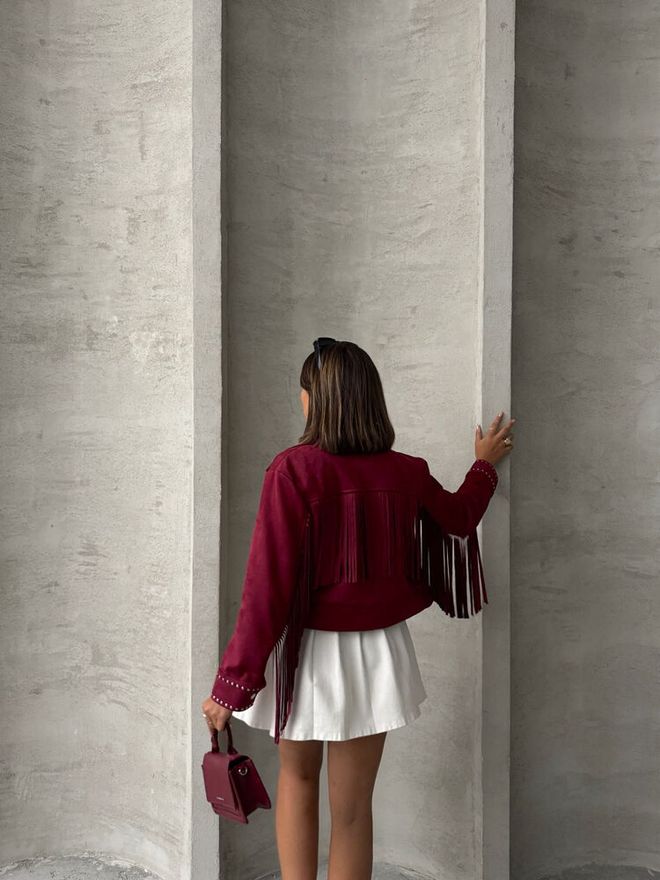 Topshow Burgundy Tassel Drop Wholesale Coat Wholesale Clothing 4