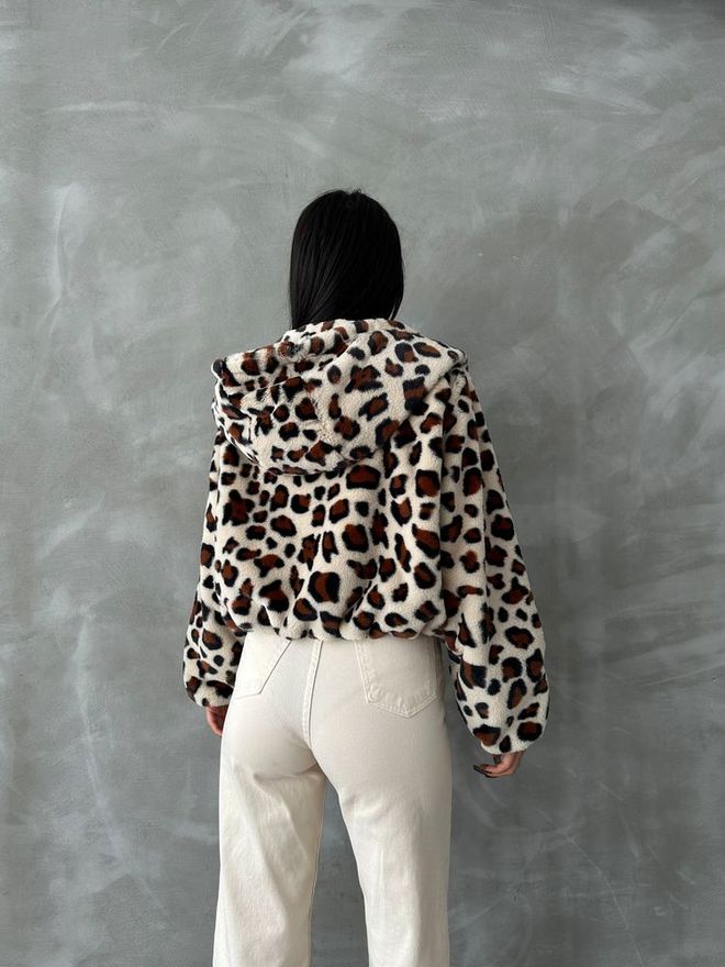 Topshow Palton De Pluș Cu Imprimeu Leopard Piatră Și Maro Îmbrăcăminte cu ridicata 4