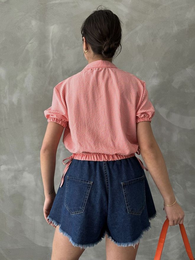 Topshow Pitikare Shirt With Elastic Waist Orange Wholesale Clothing Spring