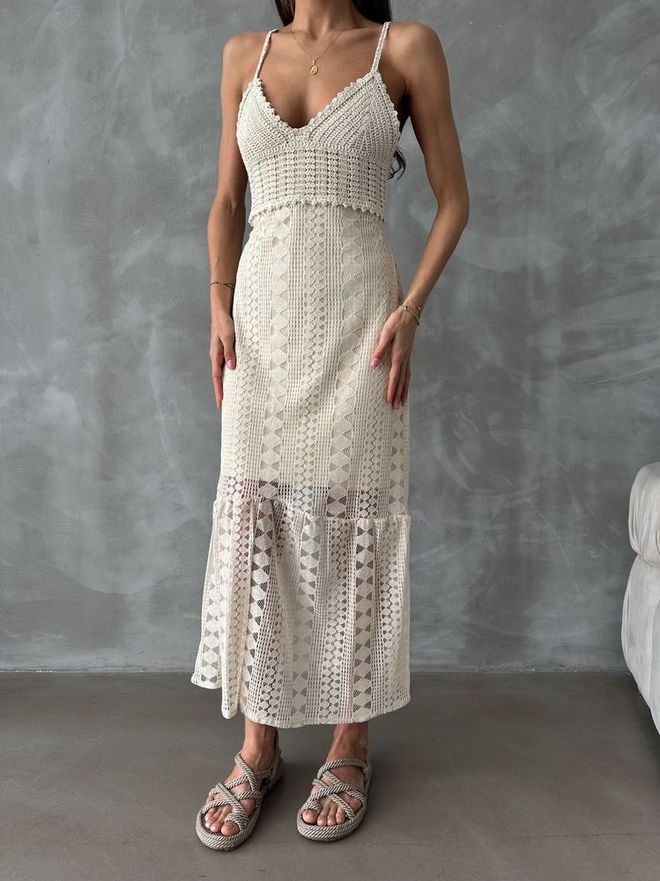 Topshow Čipkasta Obleka Kamen Oblačila na debelo Plaža